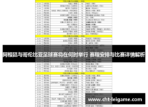 阿根廷与哥伦比亚足球赛将在何时举行 赛程安排与比赛详情解析